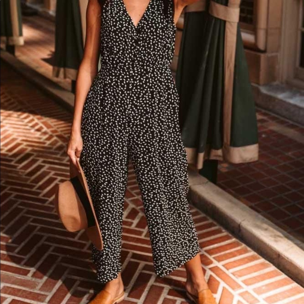 Black and white culotte jumpsuit